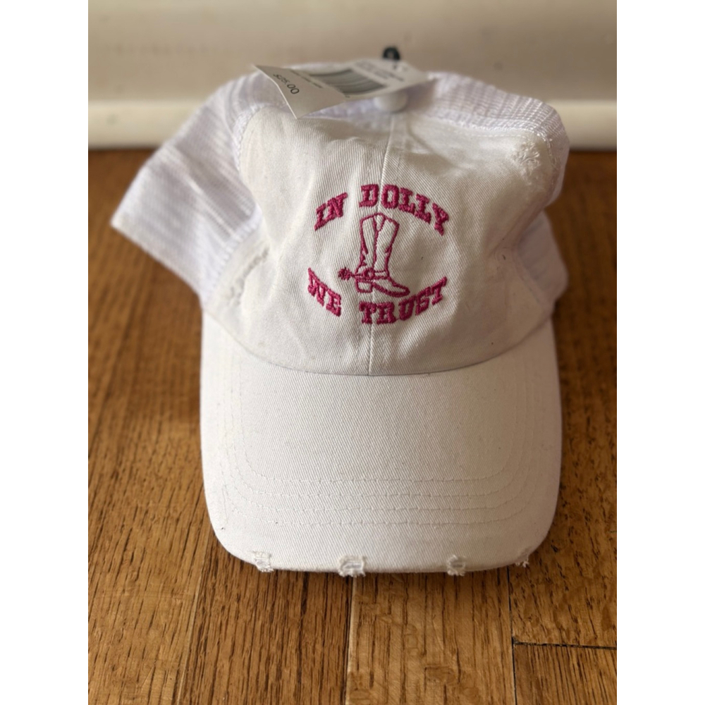 DAVID and YOUNG White 'In Dolly We Trust' Trucker Hat Bachelorette Party